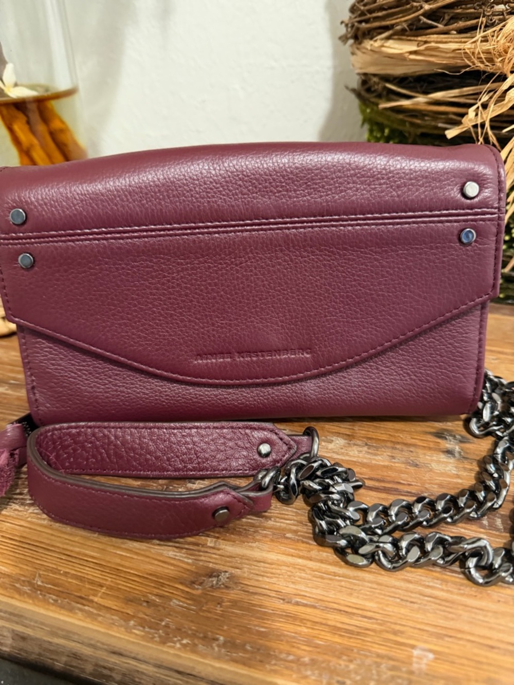 Aimee Kestenberg Plum Leather Chain Crossbody